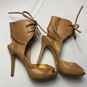 SOLD • SOLD • SOLD Bebe Tan Leather Lace Up Boots